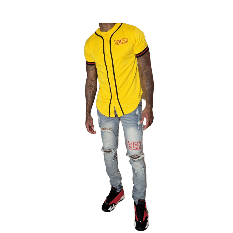 Button Up Jersey Shirt (Yellow/Red)