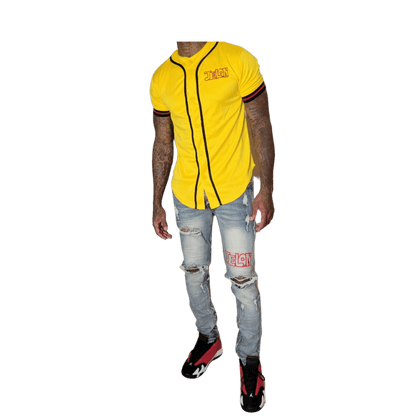 Button Up Jersey Shirt (Yellow/Red)