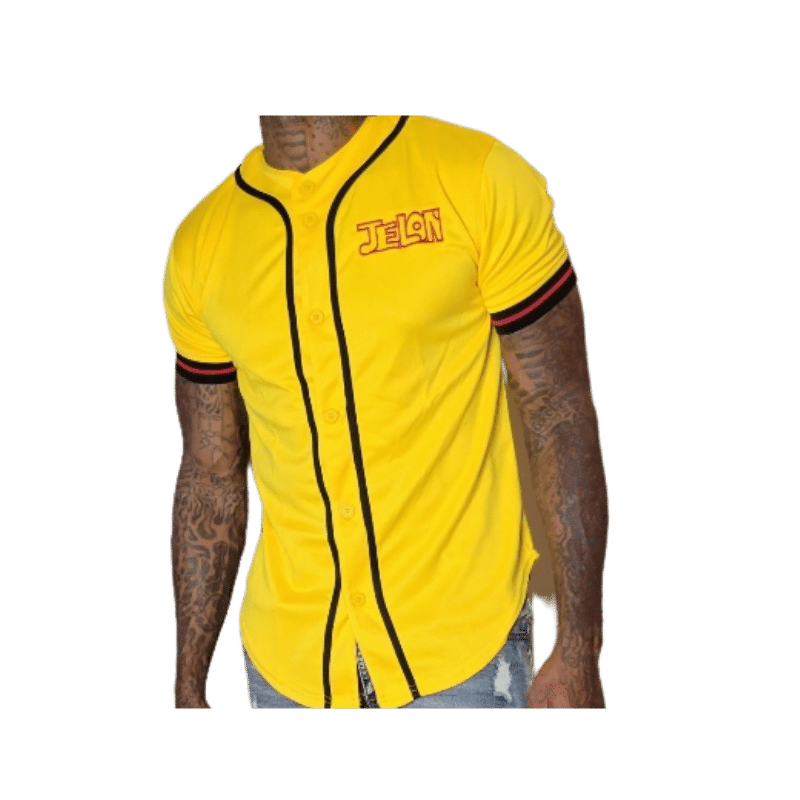 Button Up Jersey Shirt (Yellow/Red)