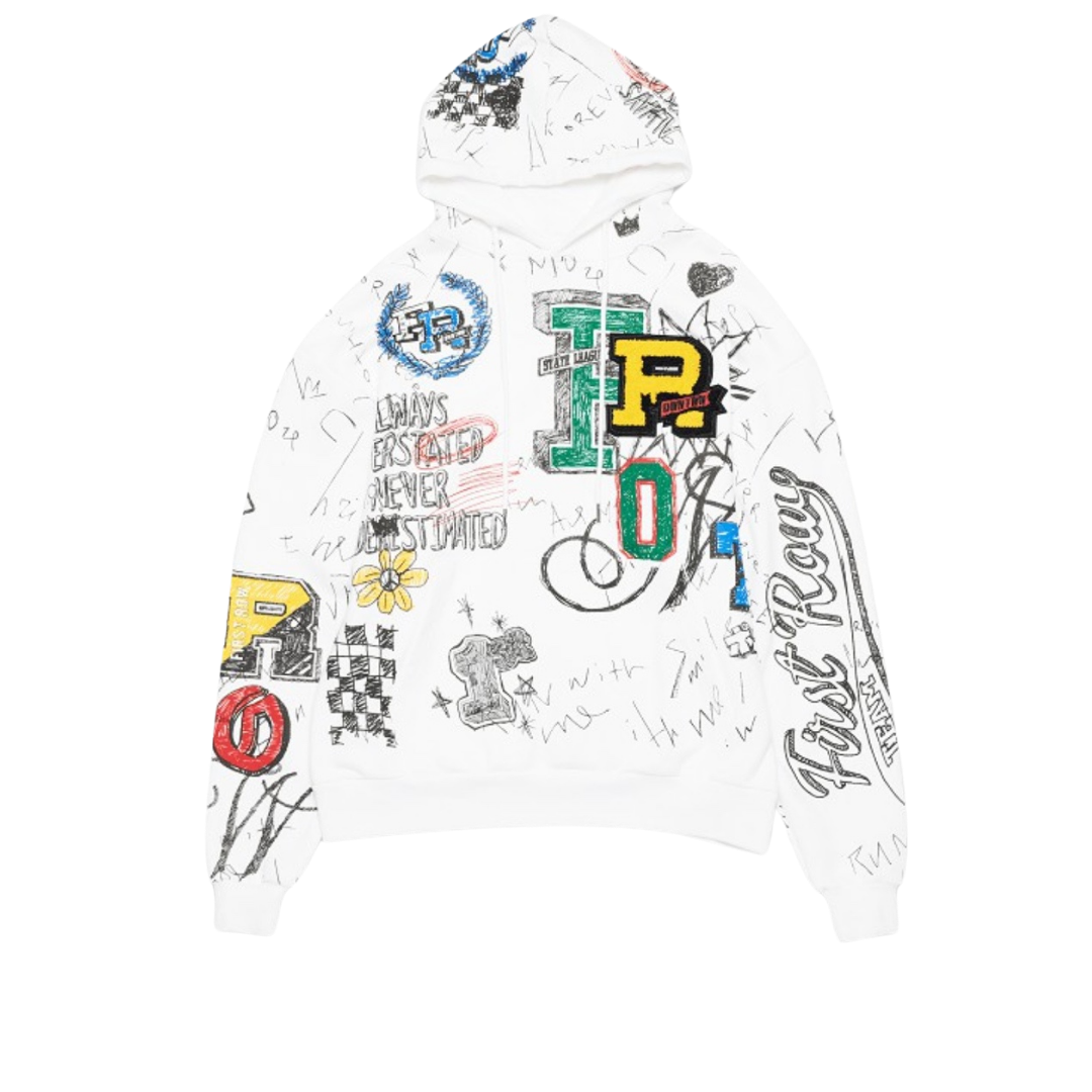 Varsity Patch Allover Hoodie (White)