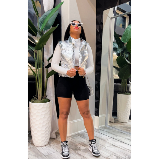 Silver Spoon Puffer Vest (Silver)