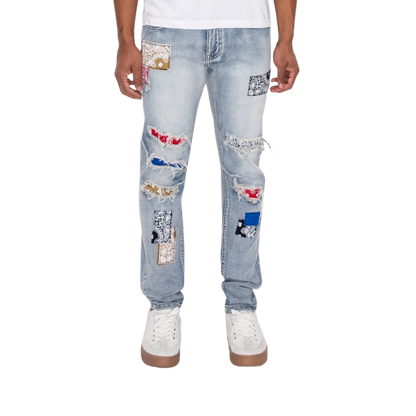 Bandana Patch Jeans (Blue)