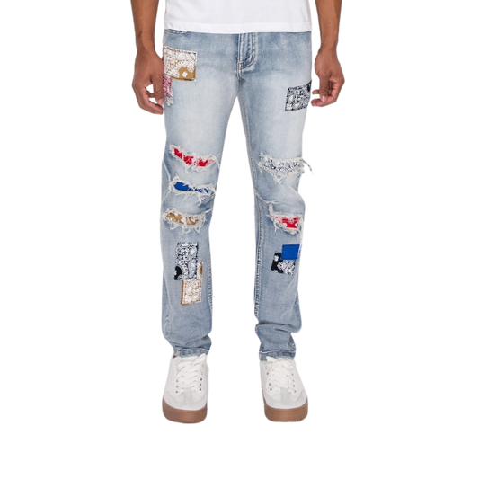 Bandana Patch Jeans (Blue)