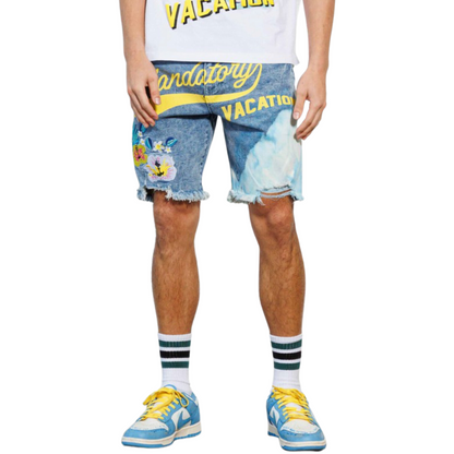 Tropical Vacation Denim Shorts