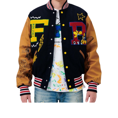 Varsity Jacket (Navy/Tan)