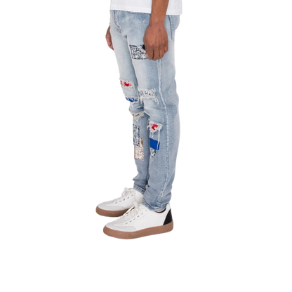 Bandana Patch Jeans (Blue)