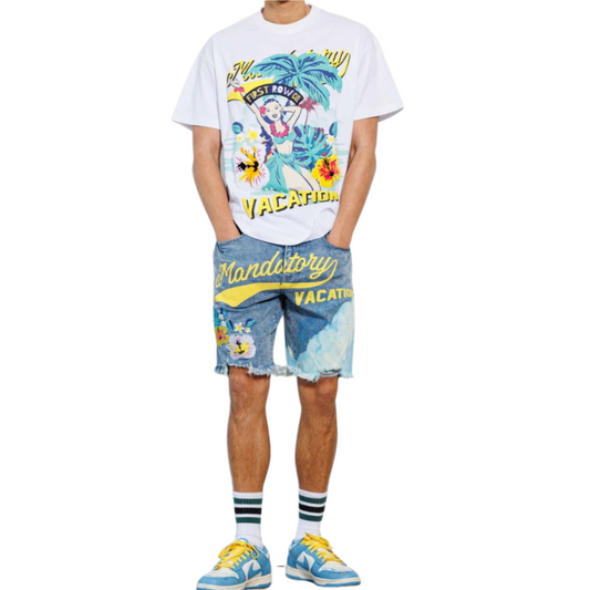 Tropical Vacation Denim Shorts